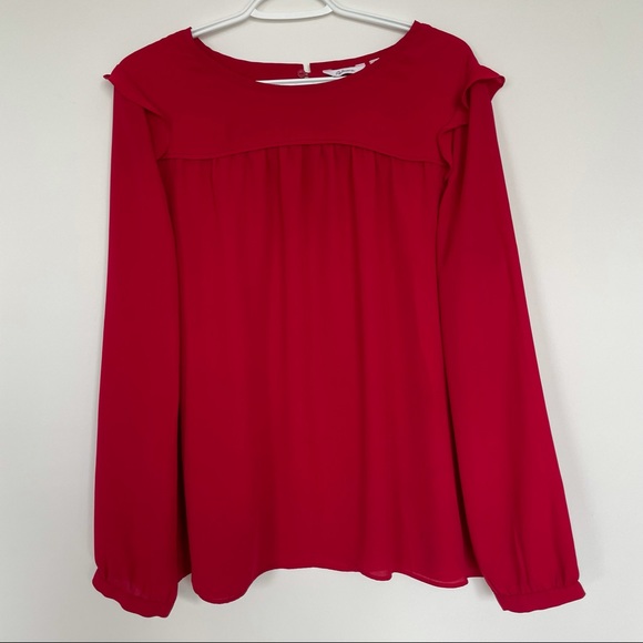 Reitmans XXL Red Blouse, shoulder ruffle detail - Picture 2 of 7